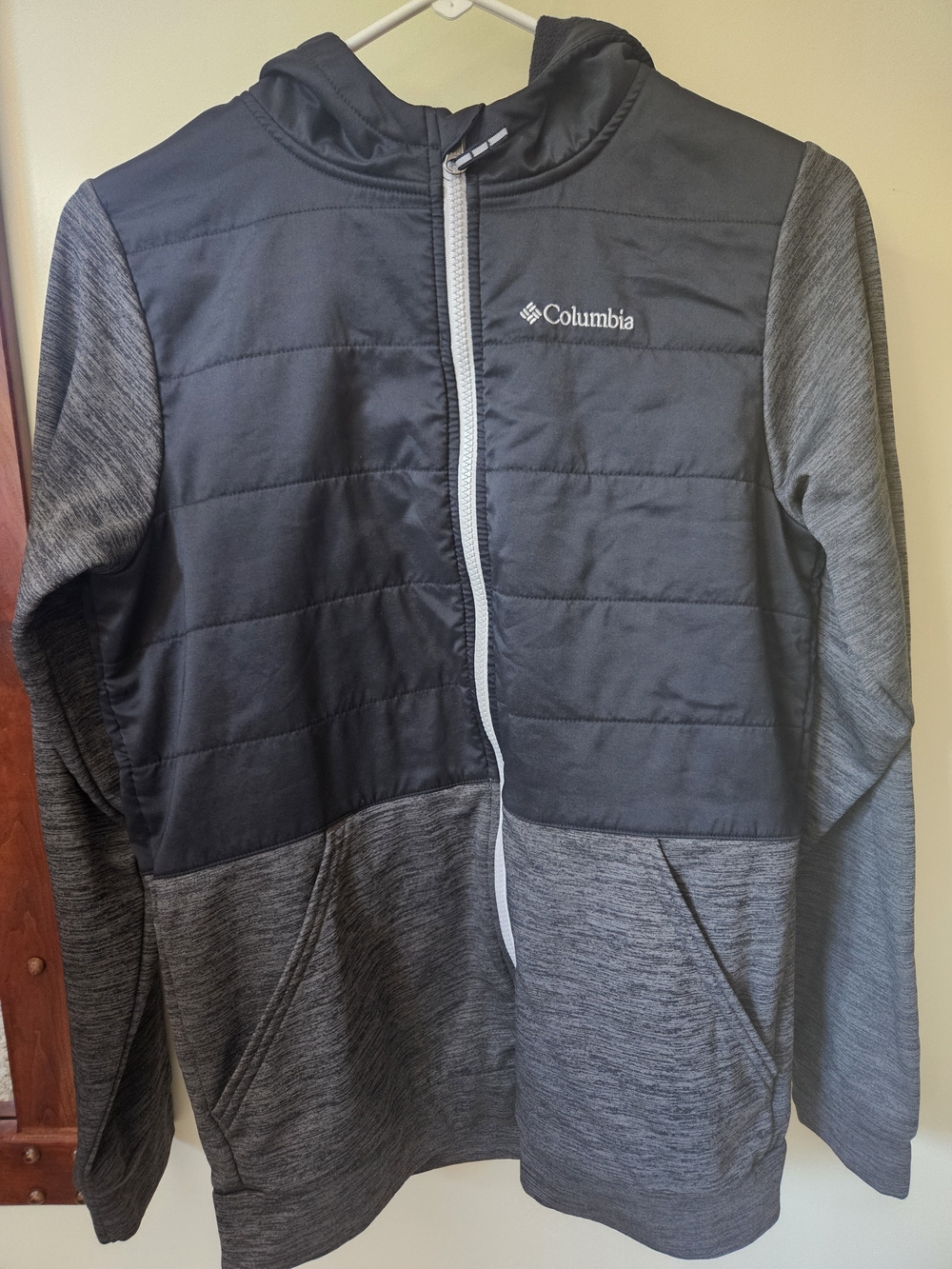 Columbia Kids' Hooded Puffer-Front Jacket in Charcoal Gray